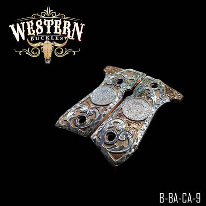 Cacha Beretta 92fs Calendario Azteca Oro Rosa con Ramos - Western Buckles