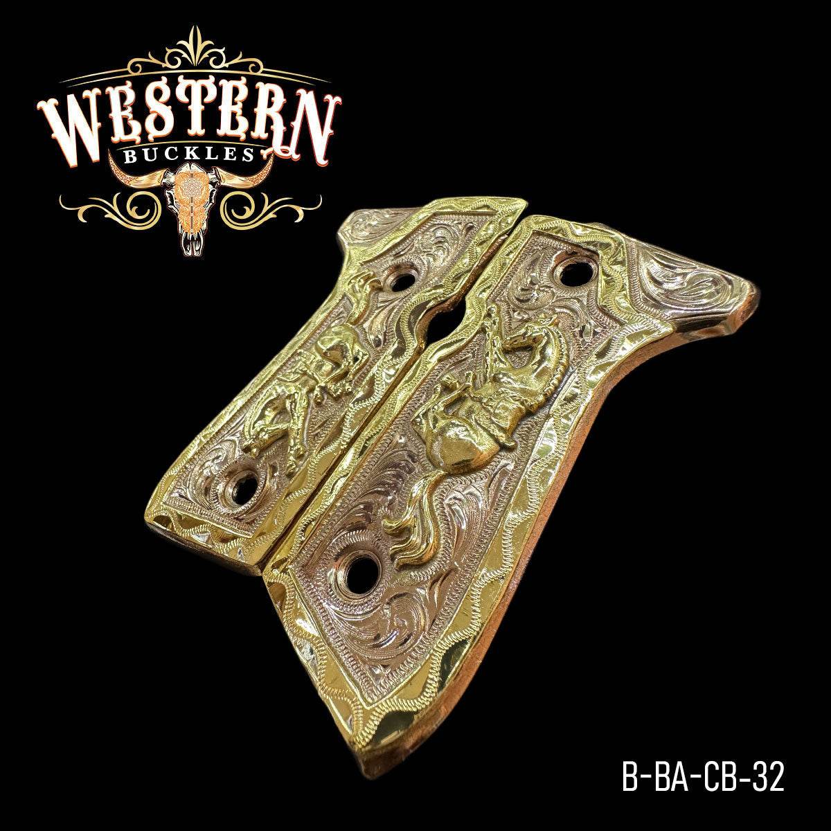 Cachas Beretta 92fs Caballos Oro Rosa - Western Buckles