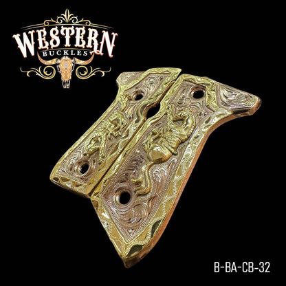 Cachas Beretta 92fs Caballos Oro Rosa - Western Buckles