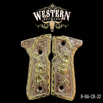 Cachas Beretta 92fs Caballos Oro Rosa - Western Buckles