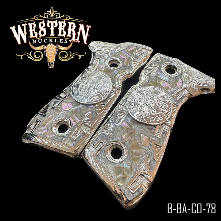 Beretta 92FS Centenario Cachas — Detail View | Western Buckles Handcrafted | SKU B-BA-CO-78