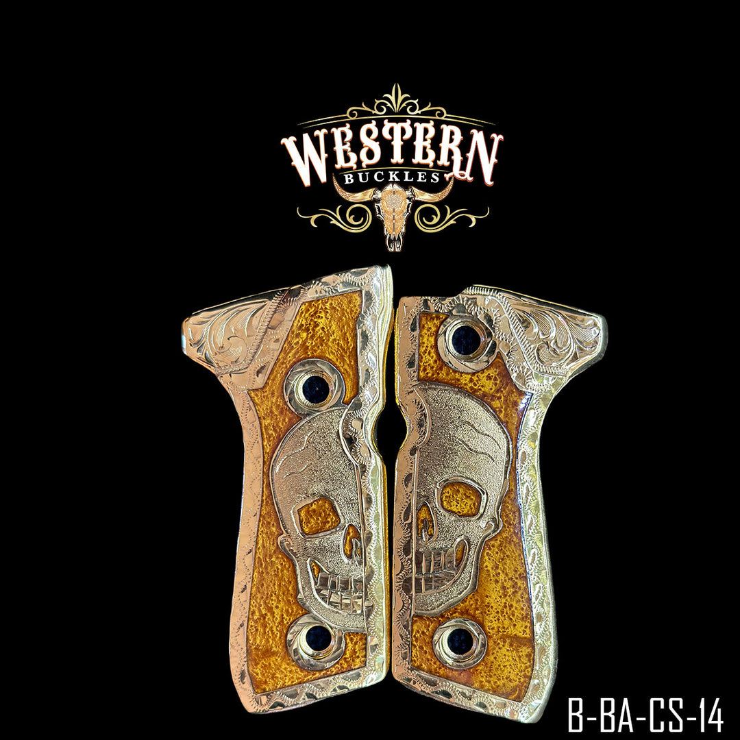 Beretta 92FS Skull Gun Grips — Artisan Resin | Handcrafted by Western Buckles | SKU B-BA-CS-14