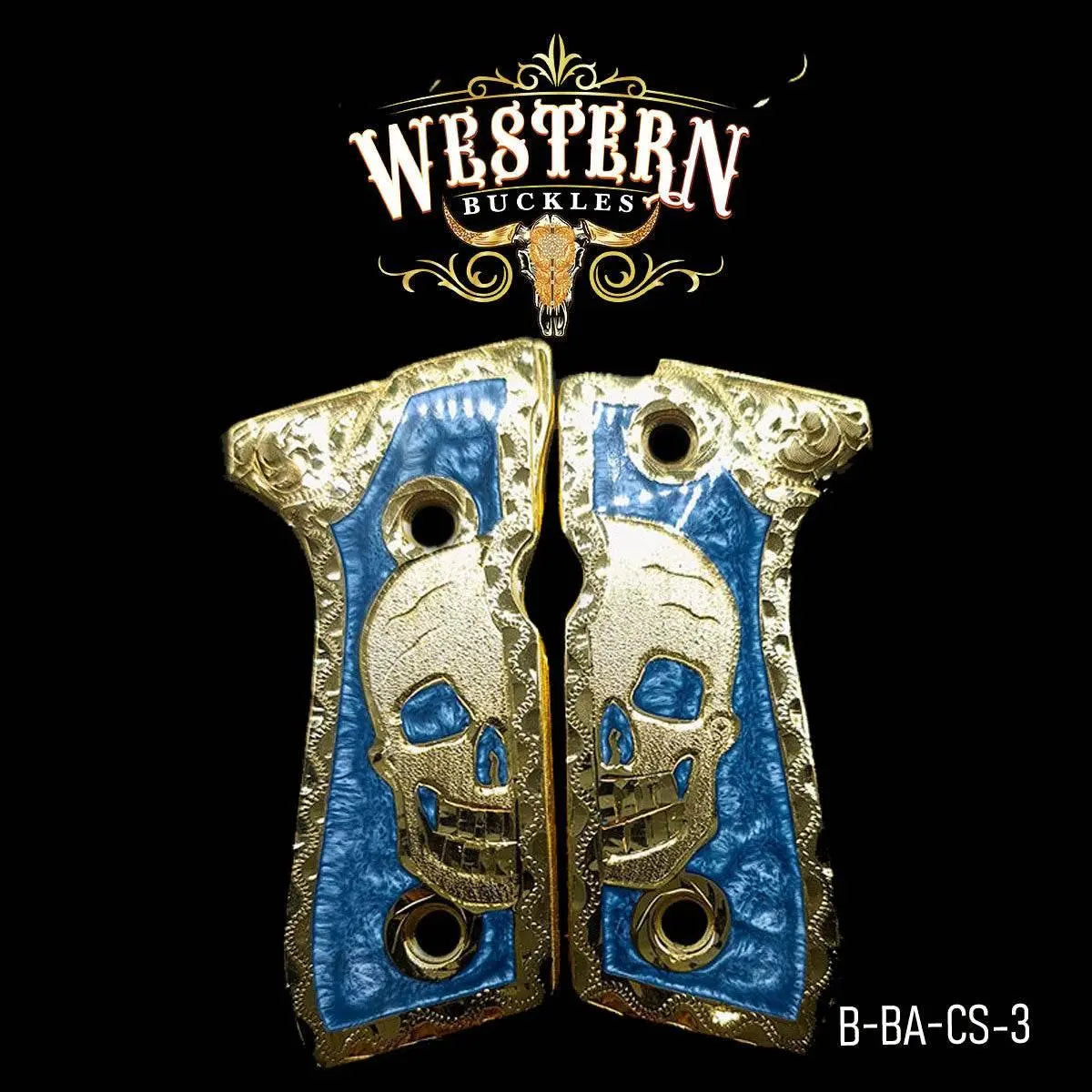 Cacha Beretta 92fs Oro Calavera Resina - Western Buckles