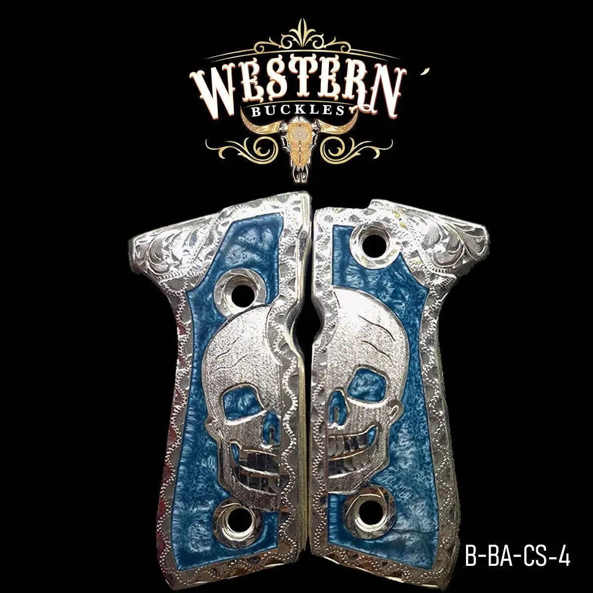 Cacha Beretta 92fs Calavera Resina y Plata - Western Buckles