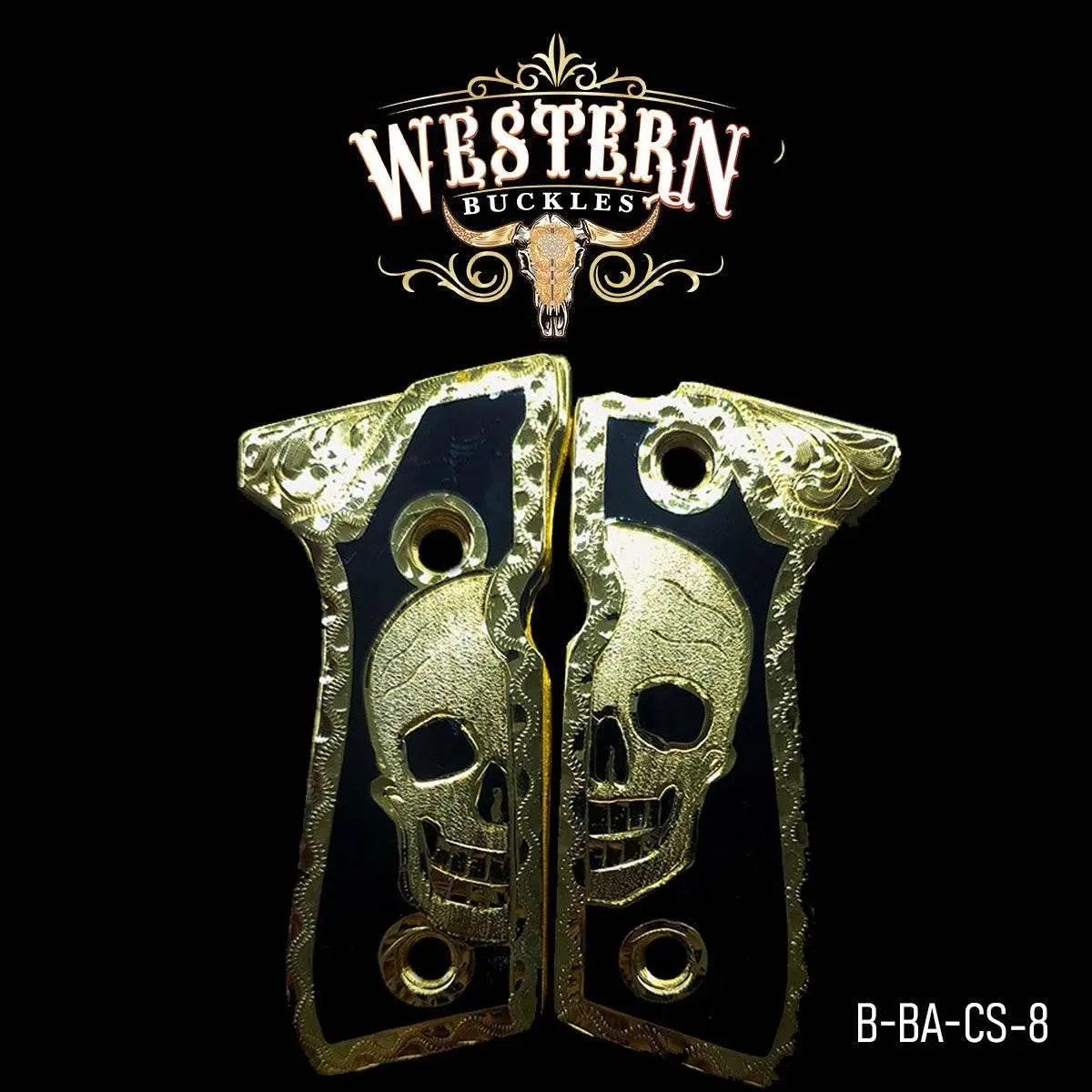 Cacha Beretta 92fs Calavera Resina y Oro - Western Buckles