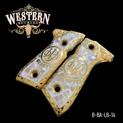 Cachas Beretta 92fs Grips Logo Beretta Concha Nacar - Western Buckles