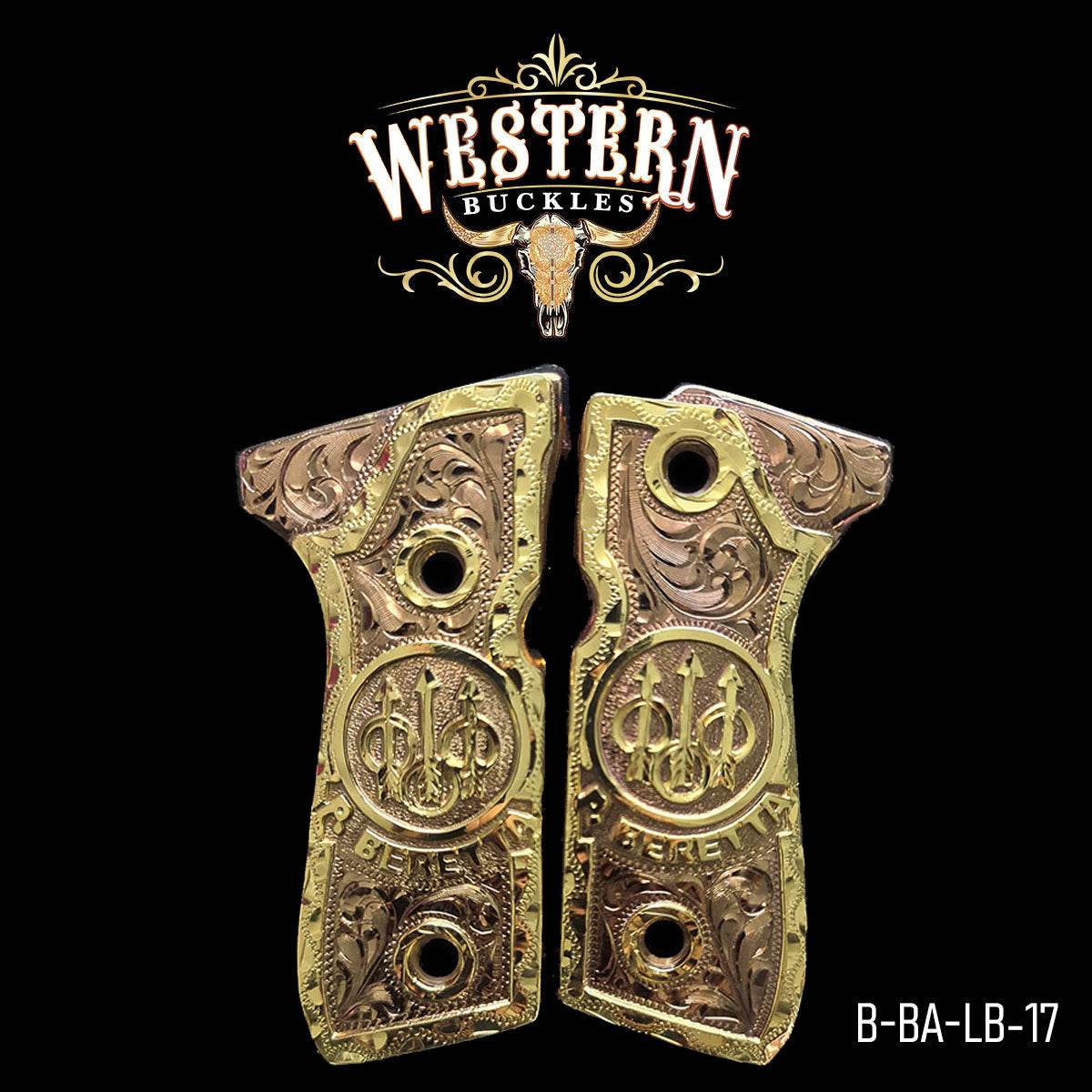 Cacha Beretta 92fs Logo Beretta Ramos Oro Rosa - Western Buckles