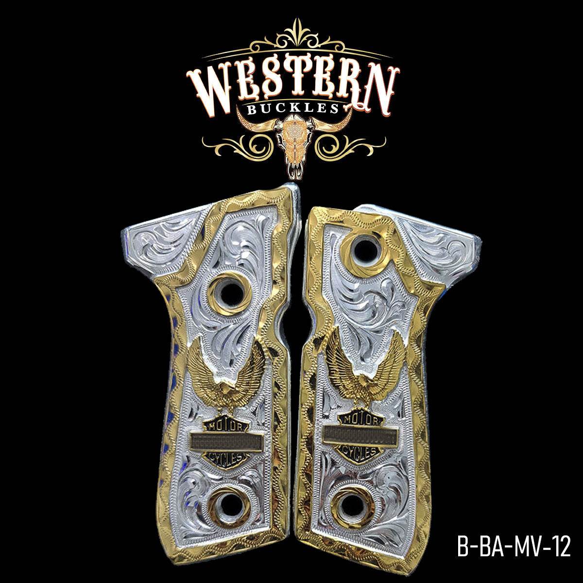Cachas Beretta 92fs Grips Harley Rameada Oro - Western Buckles