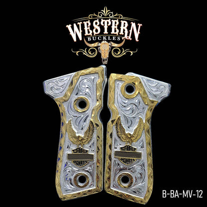 Cachas Beretta 92fs Grips Harley Rameada Oro - Western Buckles