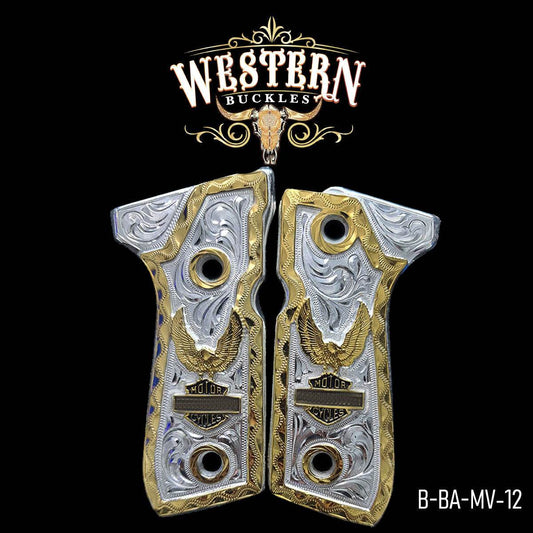 Cachas Beretta 92fs Grips Harley Rameada Oro - Western Buckles