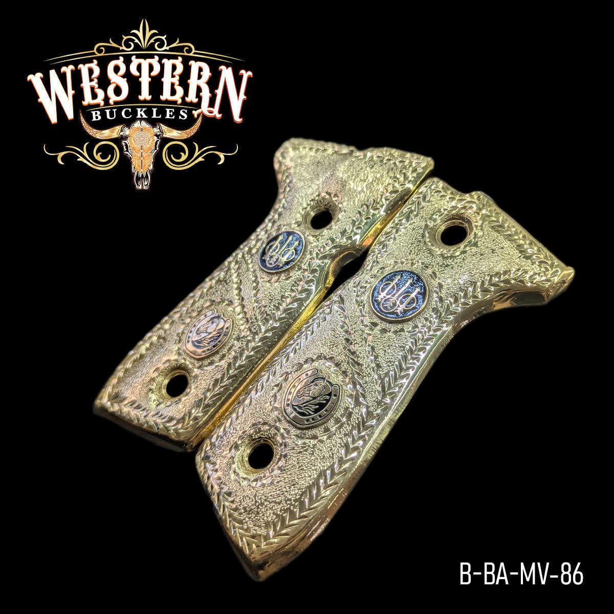 Cacha Beretta 92Fs Logo Rameado Oro 