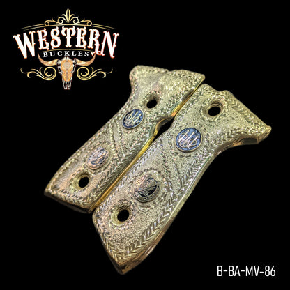 Cacha Beretta 92Fs Logo Rameado Oro 