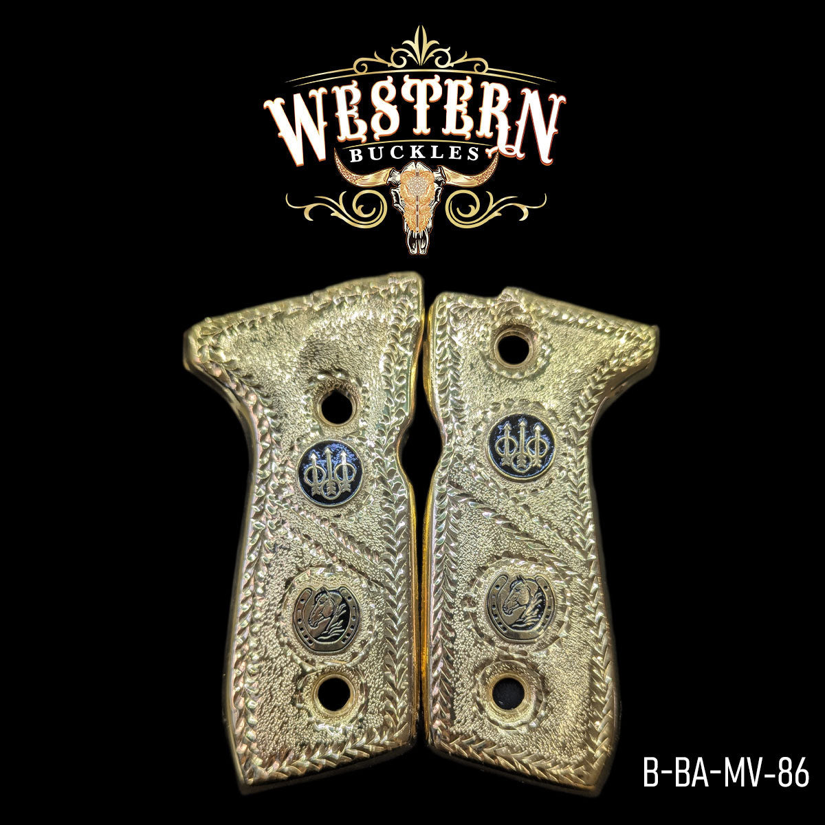 Cacha Beretta 92Fs Logo Rameado Oro 