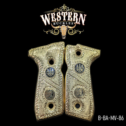 Cacha Beretta 92Fs Logo Rameado Oro 