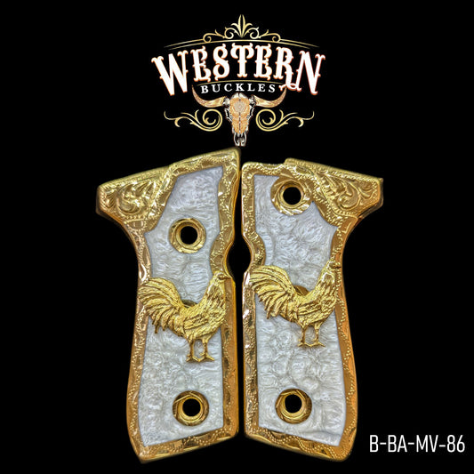 Cachas Beretta 92fs Grips Gallo Resina Blanca