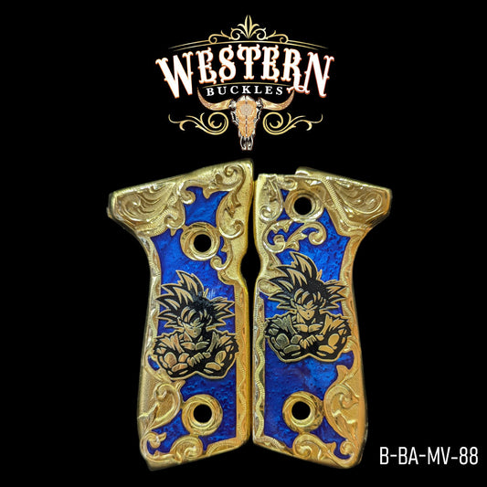 Cachas Beretta 92fs Grips Modelo Anime Resina Dorado