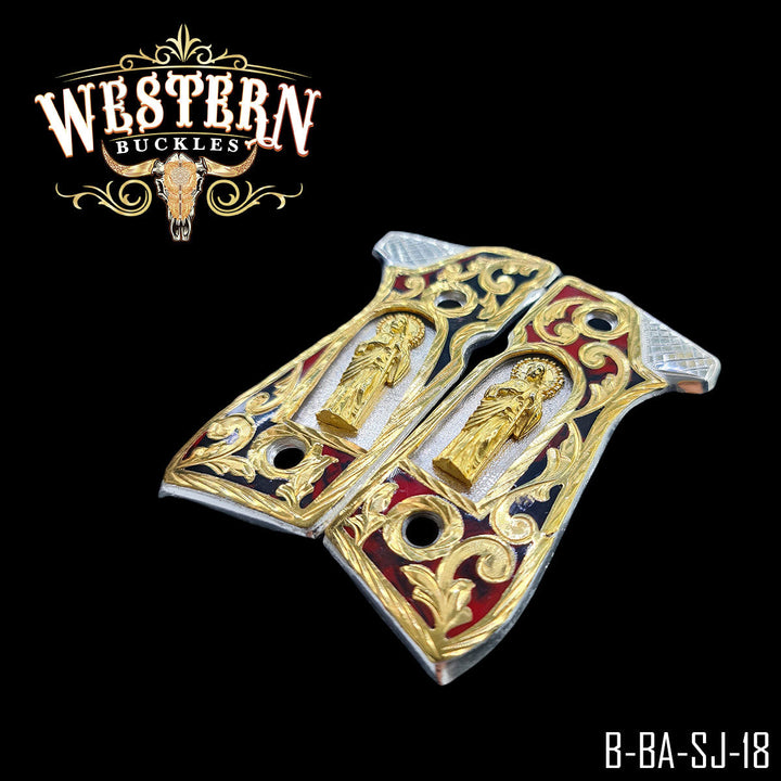 Beretta 92FS San Judas Gun Grips — Artisan Resin — Detail View | Western Buckles Handcrafted | SKU B-BA-SJ-18