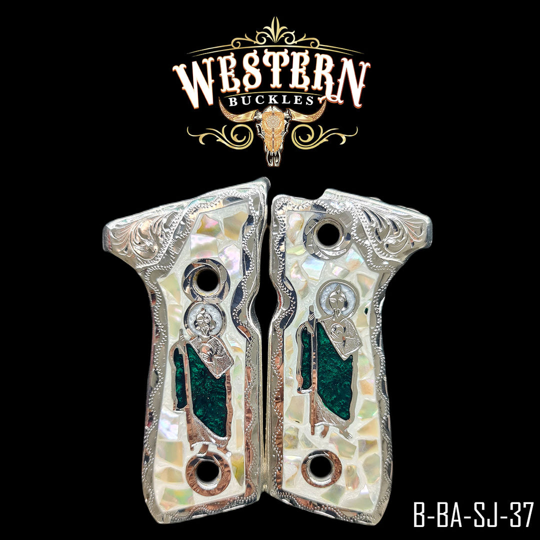 Beretta San Judas Gun Grips — Artisan Resin | Handcrafted by Western Buckles | SKU B-BA-SJ-37