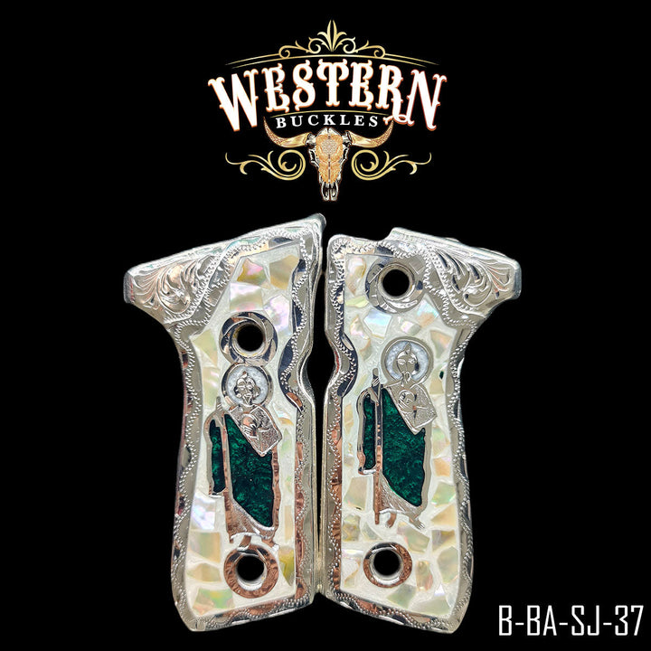 Beretta San Judas Gun Grips — Artisan Resin | Handcrafted by Western Buckles | SKU B-BA-SJ-37