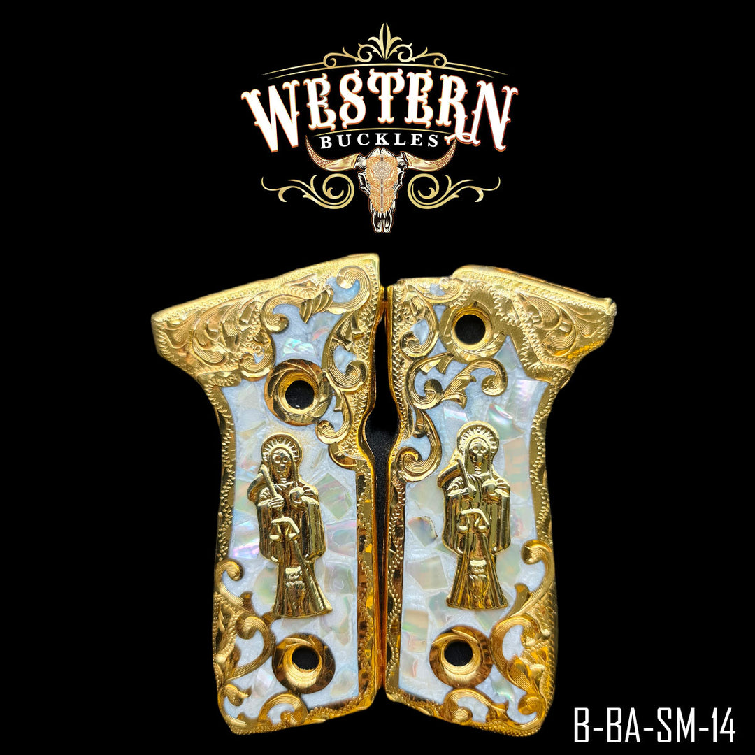 Beretta 92FS Saint Jude Gun Grips — Artisan Resin | Handcrafted by Western Buckles | SKU B-BA-SM-14