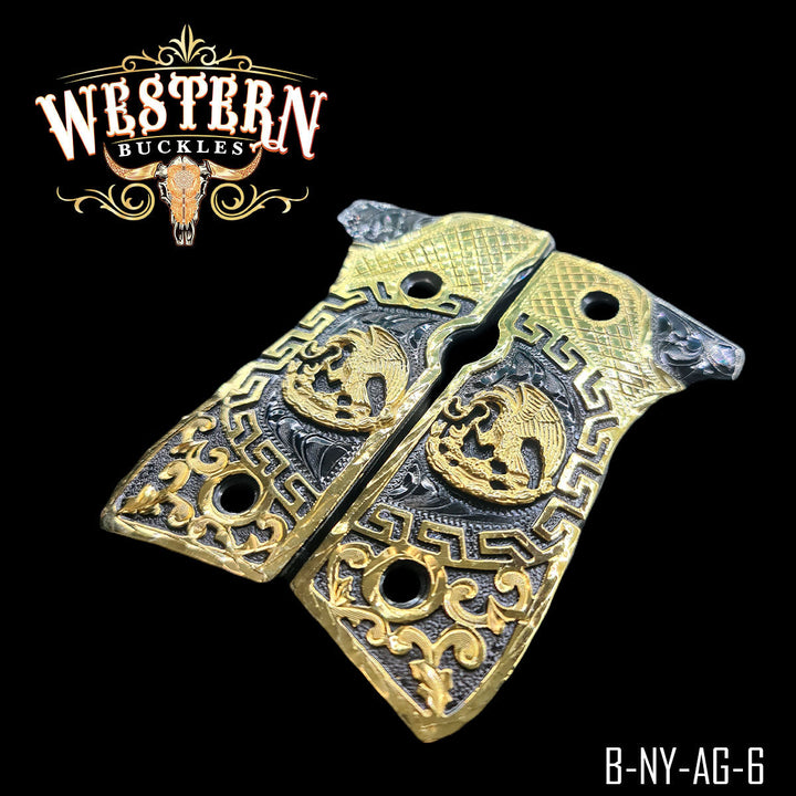 Beretta 92FS National Eagle Gun Grips — Detail View | Western Buckles Handcrafted | SKU B-NY-AG-6