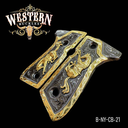 Cachas Beretta 92fs Caballos Oro y Niquel - Western Buckles