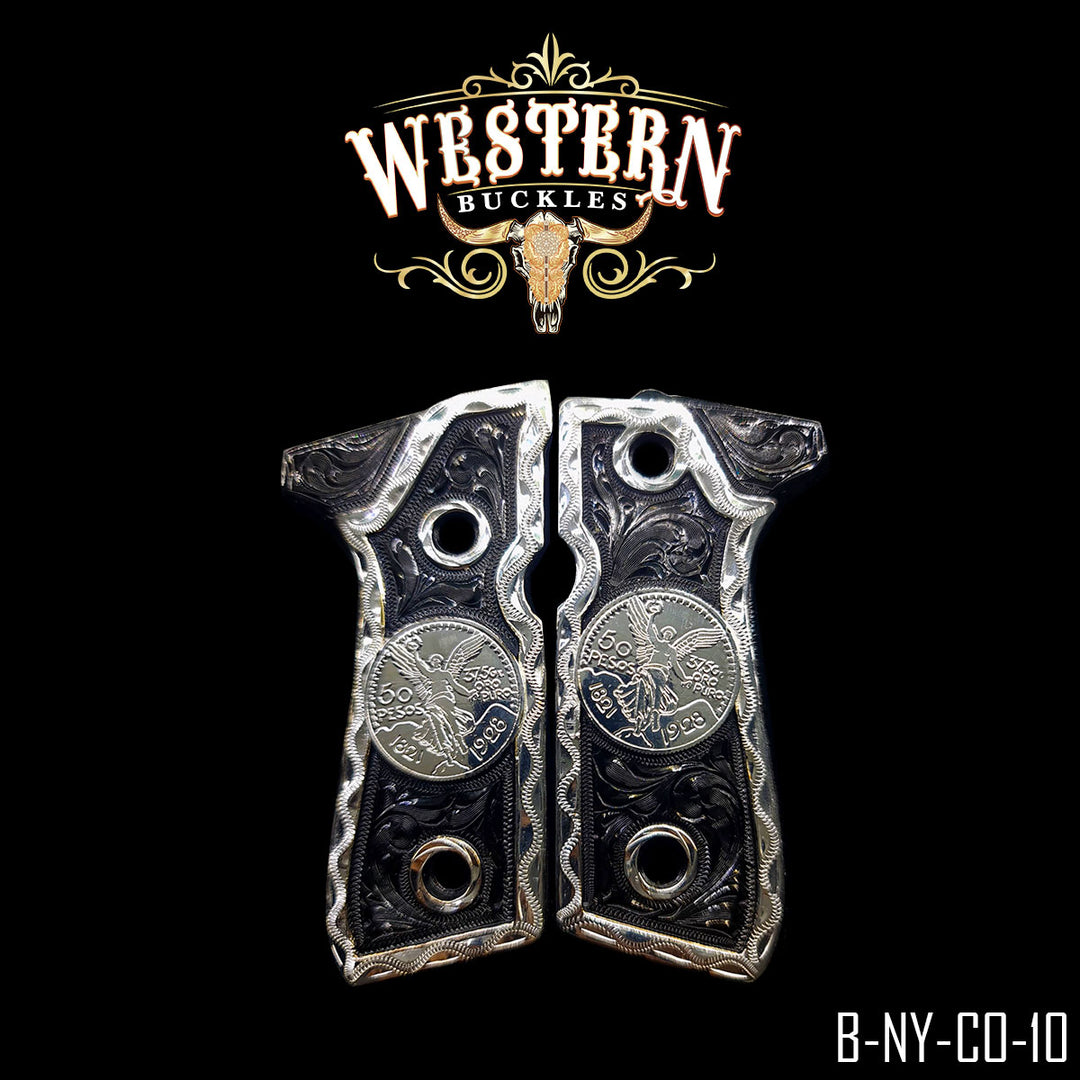 Beretta 92FS Centenario Floral Cachas | Handcrafted by Western Buckles | SKU B-NY-CO-10