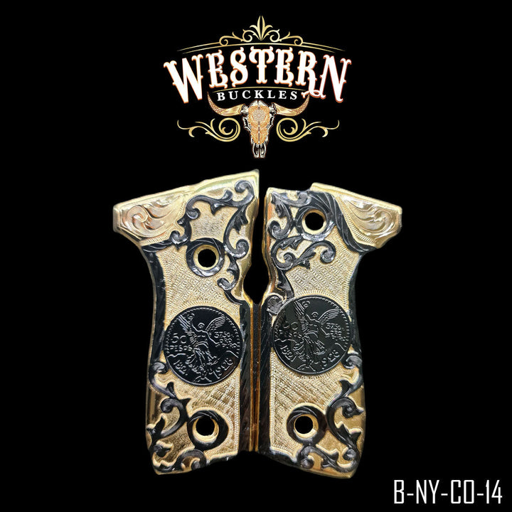 Beretta 92FS Centenario Gun Grips — Hand-Engraved | Handcrafted by Western Buckles | SKU B-NY-CO-14