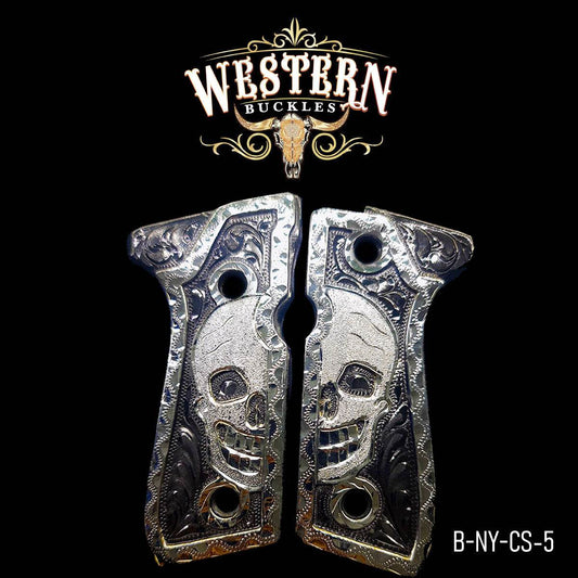 Cacha Beretta 92fs Calavera Ramos Niquel y Plata - Western Buckles