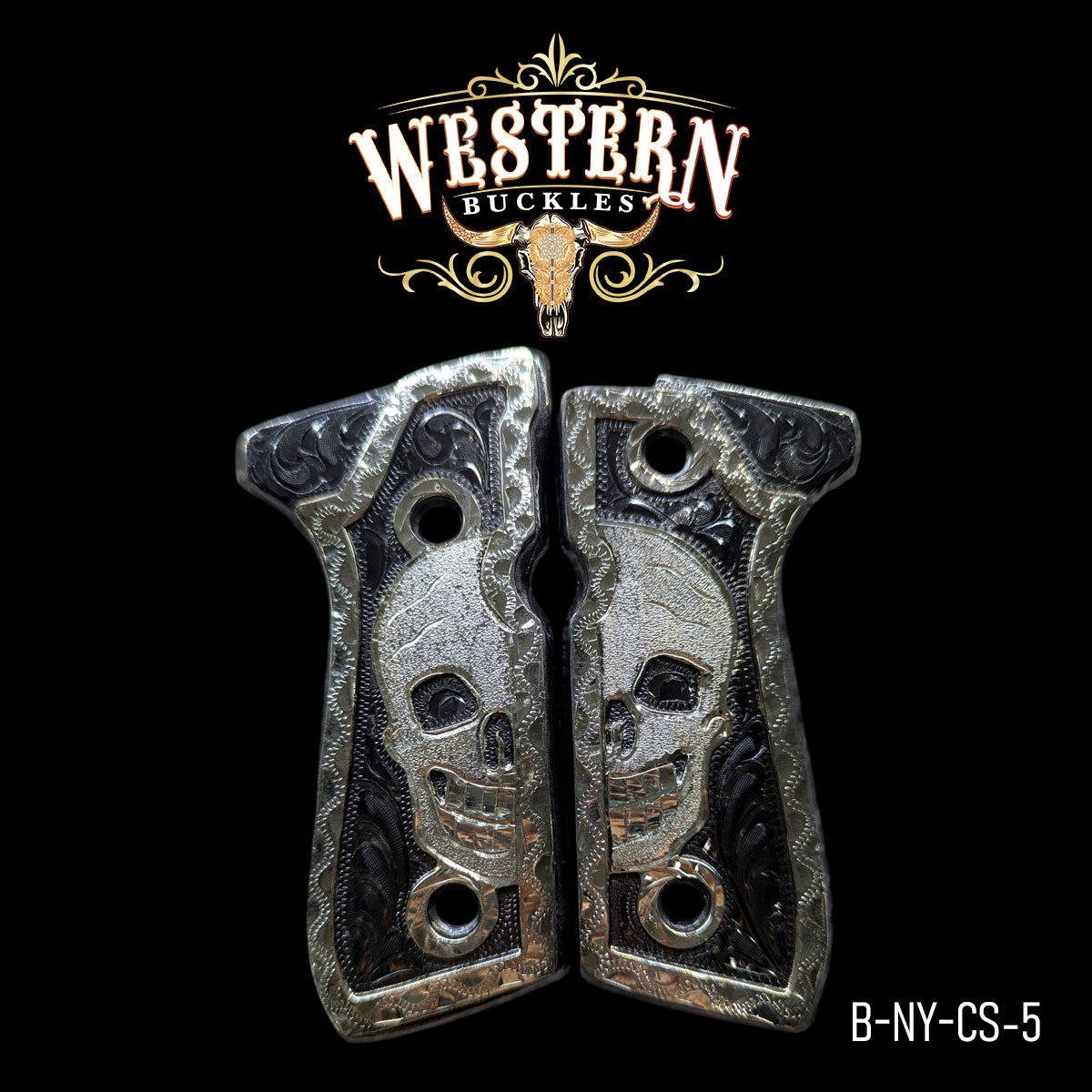 Cacha Beretta 92fs Calavera Ramos Niquel y Plata