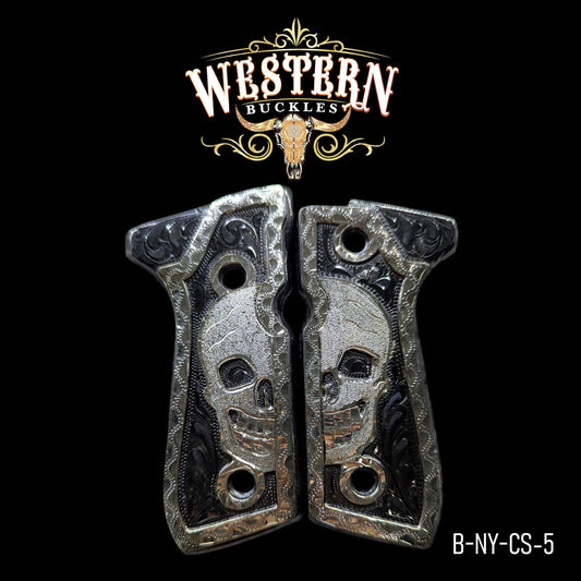 Cacha Beretta 92fs Calavera Ramos Niquel y Plata