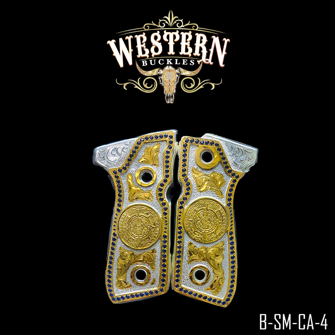 Beretta 92FS Aztec Calendar Gun Grips | Handcrafted by Western Buckles | SKU B-SM-CA-4