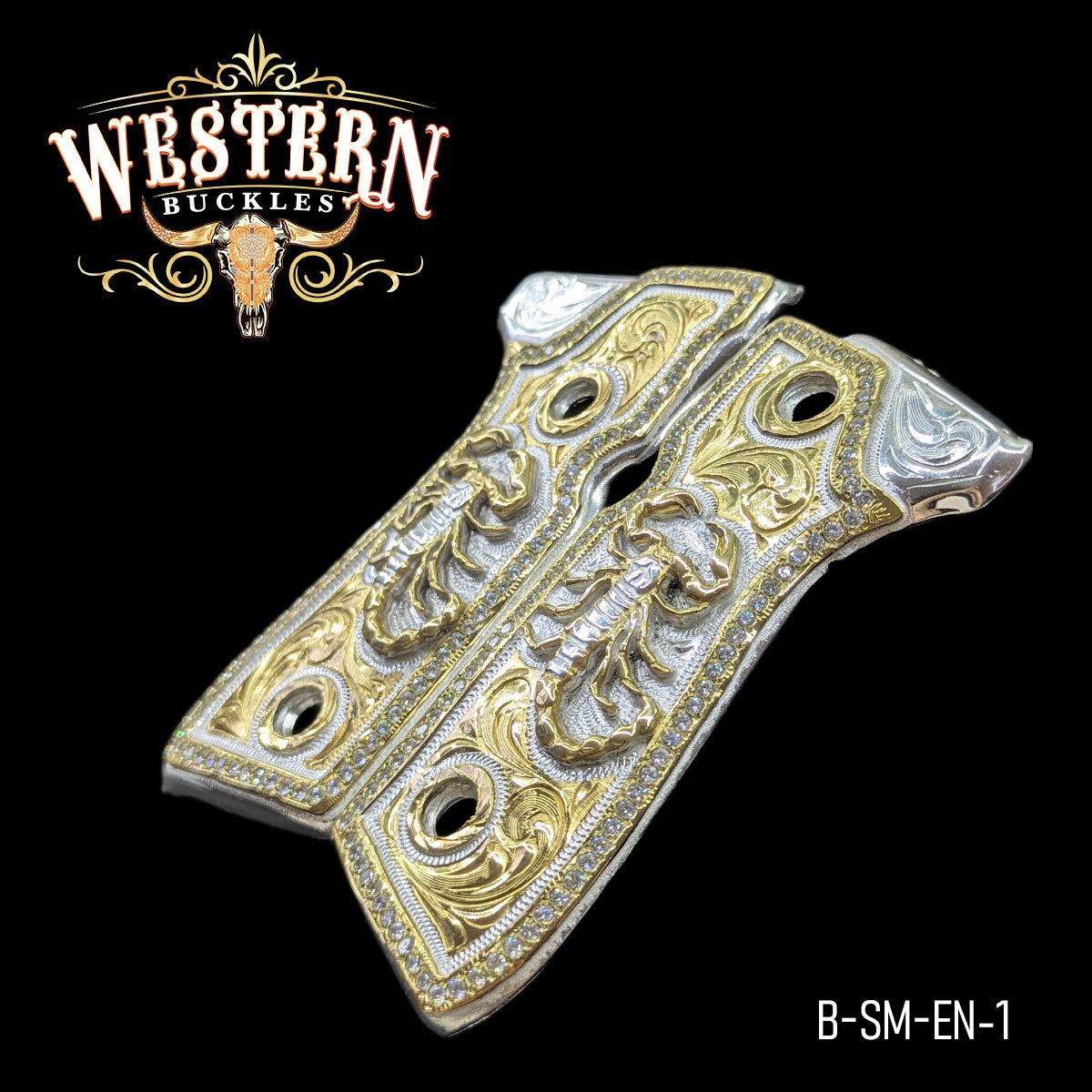 Cacha Beretta 92 fs Escorpion Dorado con Zirconias