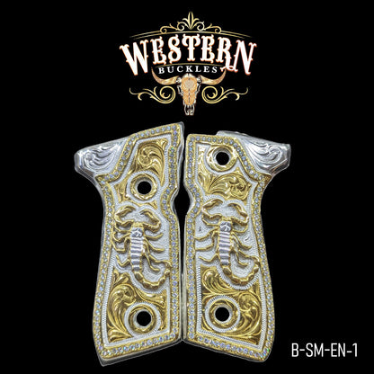 Cacha Beretta 92 fs Escorpion Dorado con Zirconias