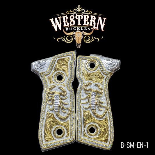 Cacha Beretta 92 fs Escorpion Dorado con Zirconias