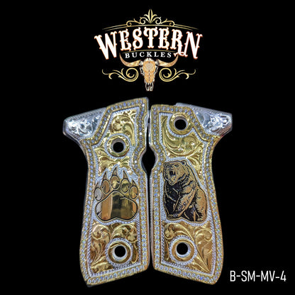 Cacha Beretta 92fs Oso Rameado Oro con Zirconias