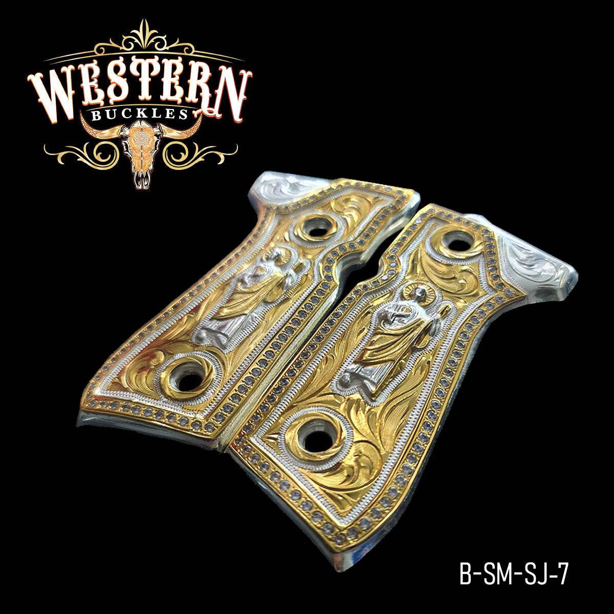 Cachas Beretta 92FS Grips San Judas Piedras - Western Buckles
