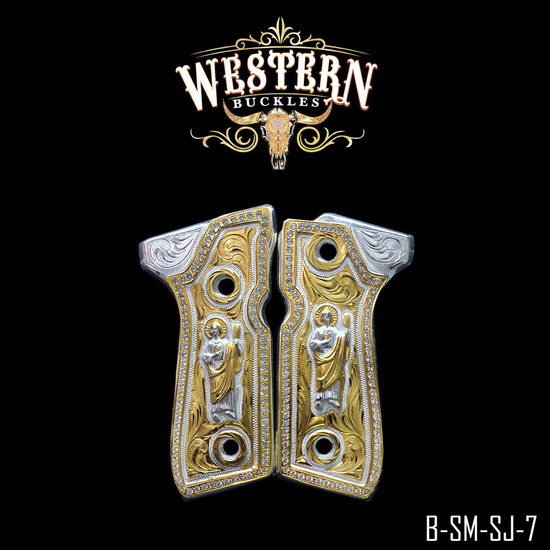 Beretta 92FS Saint Jude Gun Grips | Handcrafted by Western Buckles | SKU B-SM-SJ-7
