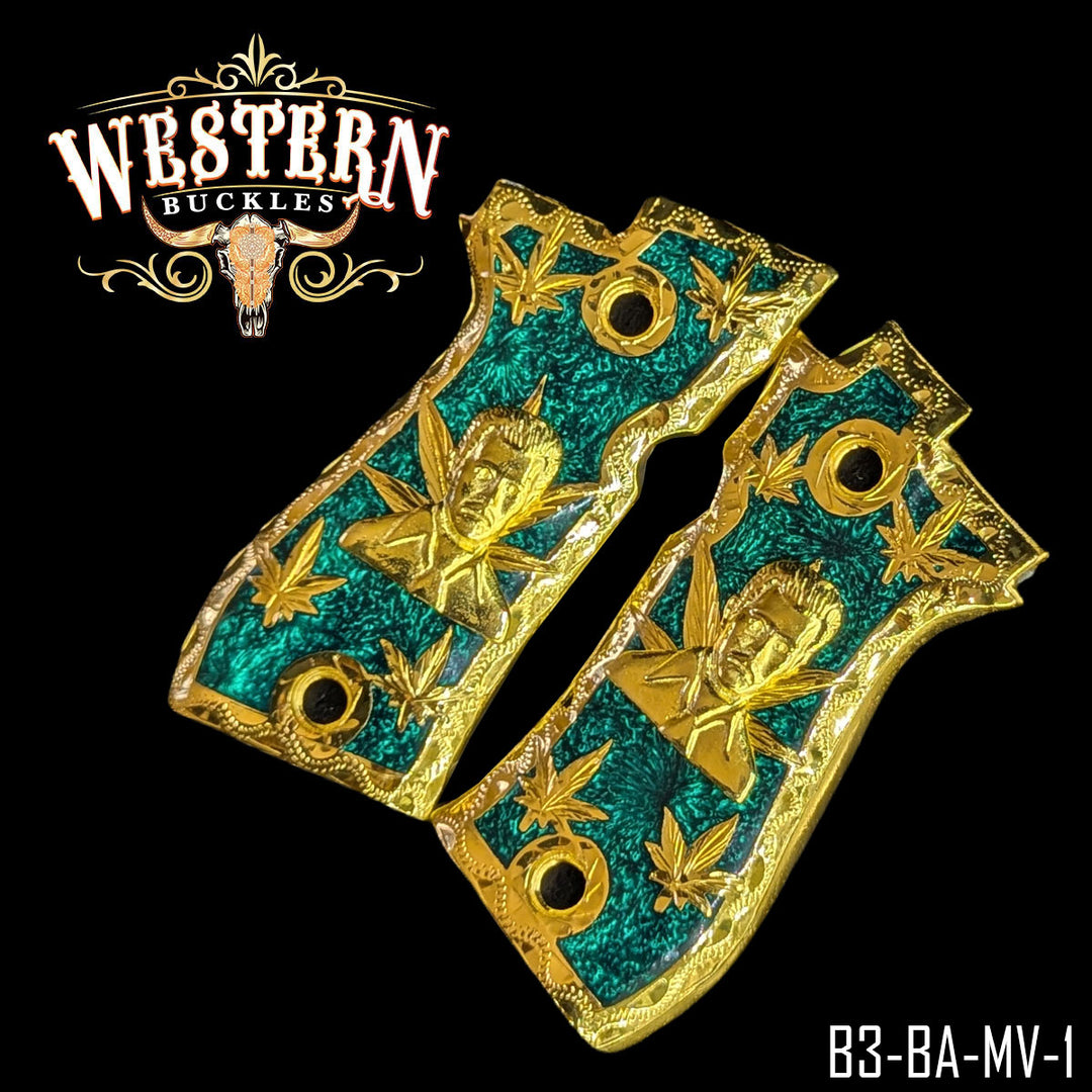 Beretta .380 Gun Grips — Detail View | Western Buckles Handcrafted | SKU B3-BA-MV-1