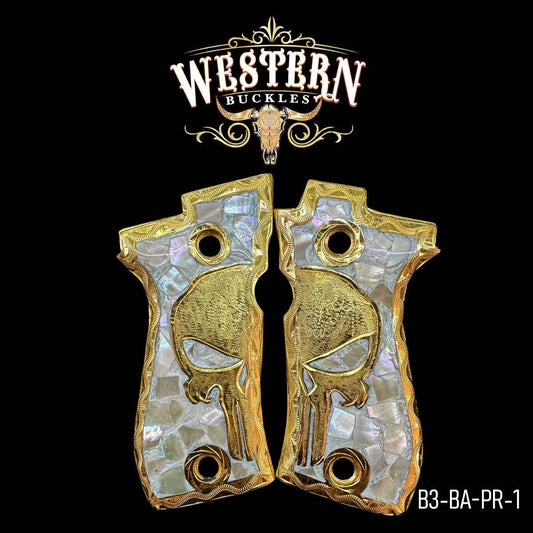 Cachas Beretta .380 84fs El Castigador Oro y Resina - Western Buckles