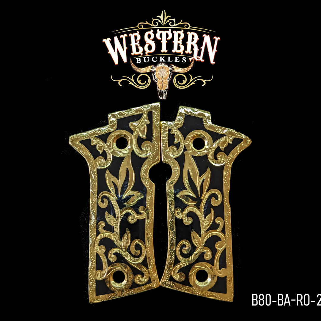Beretta 80X Cachas — Artisan Resin | 24K Gold Plated | Handcrafted by Western Buckles | SKU B80-BA-RO-2