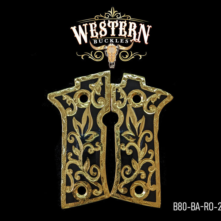 Beretta 80X Cachas — Artisan Resin | 24K Gold Plated | Handcrafted by Western Buckles | SKU B80-BA-RO-2