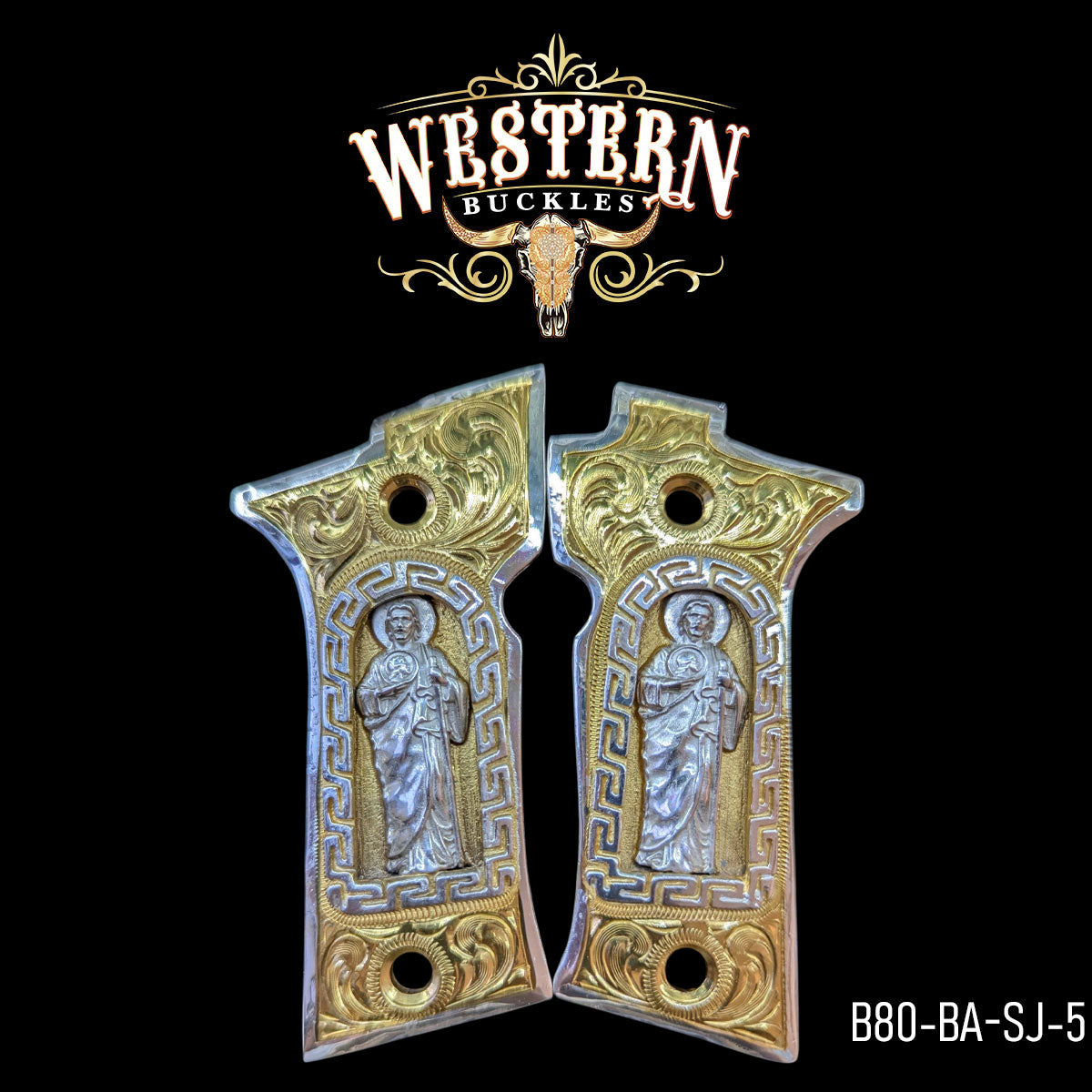 San Judas Beretta 92FS Gun Grips — .925 Silver – Western Buckles