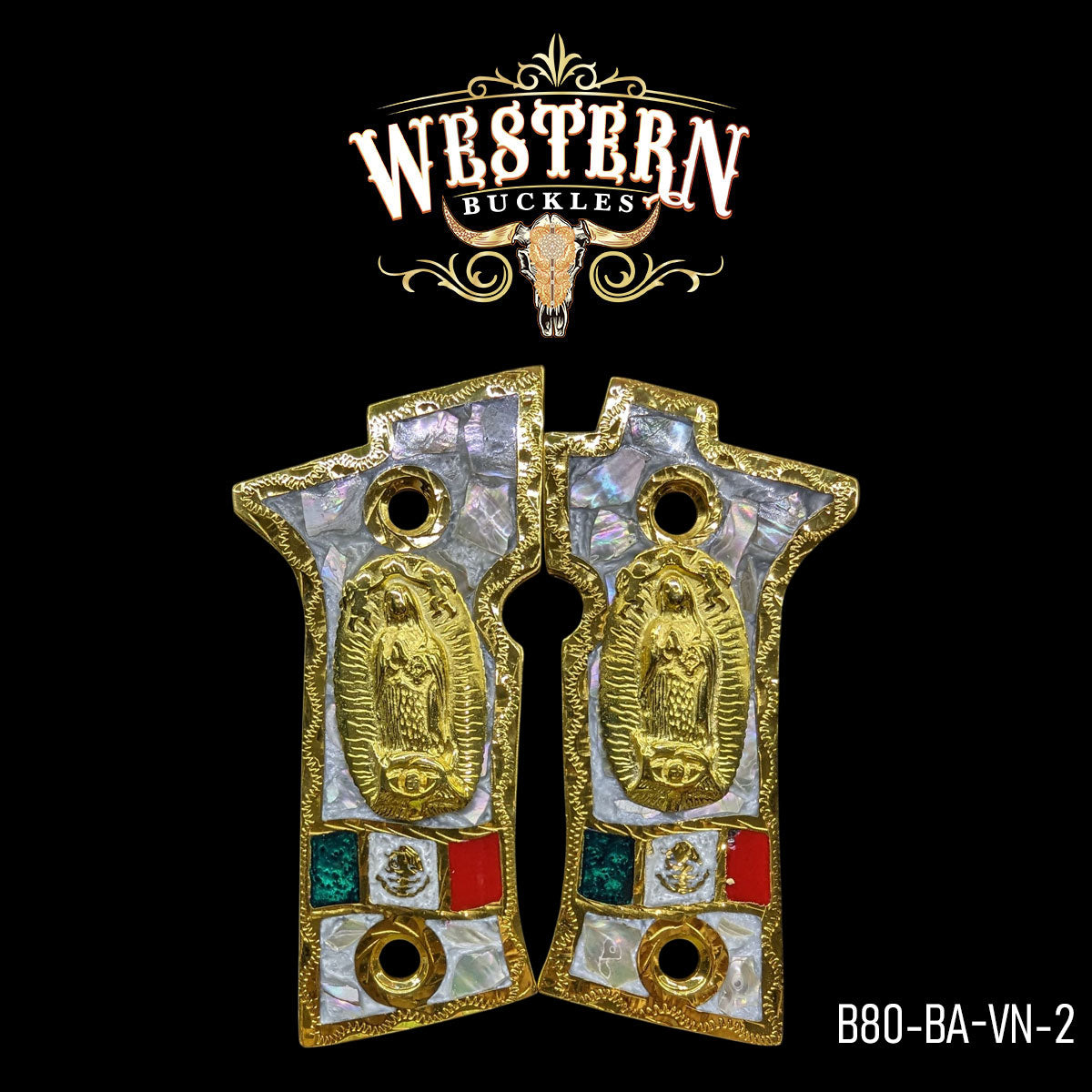 Cacha Beretta 80X Virgen Dorado y Resina