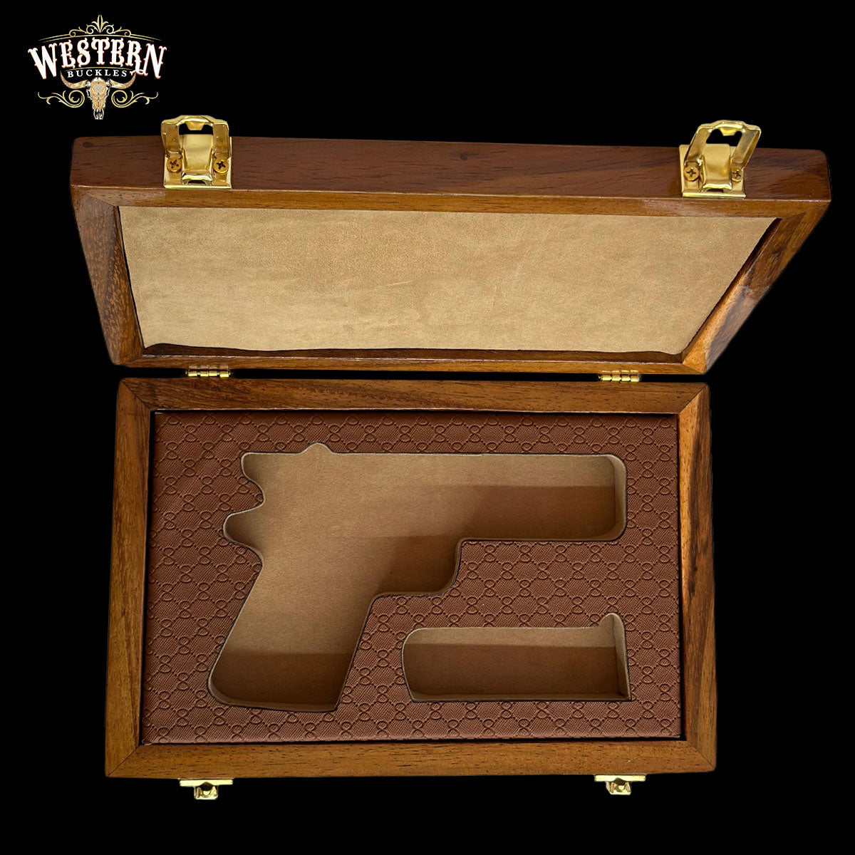 Wooden Box Firearm Colt 1911 - Luxury Parotta Wood Box, Brownleather