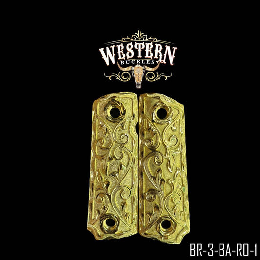 Gold Plated Scroll Design Grip Panels For Browning 1911-22 & 1911-380 Handguns