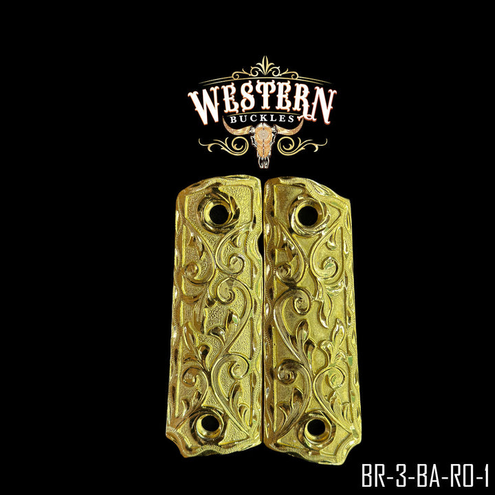 1911 Cachas — Hand-Engraved | Handcrafted by Western Buckles | SKU BR3-BA-RO-1