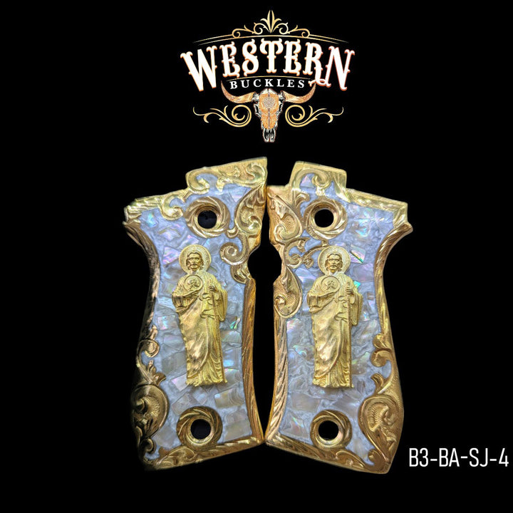 Beretta .380 fs Grips San Judas Pearl Resin-The Western Buckles