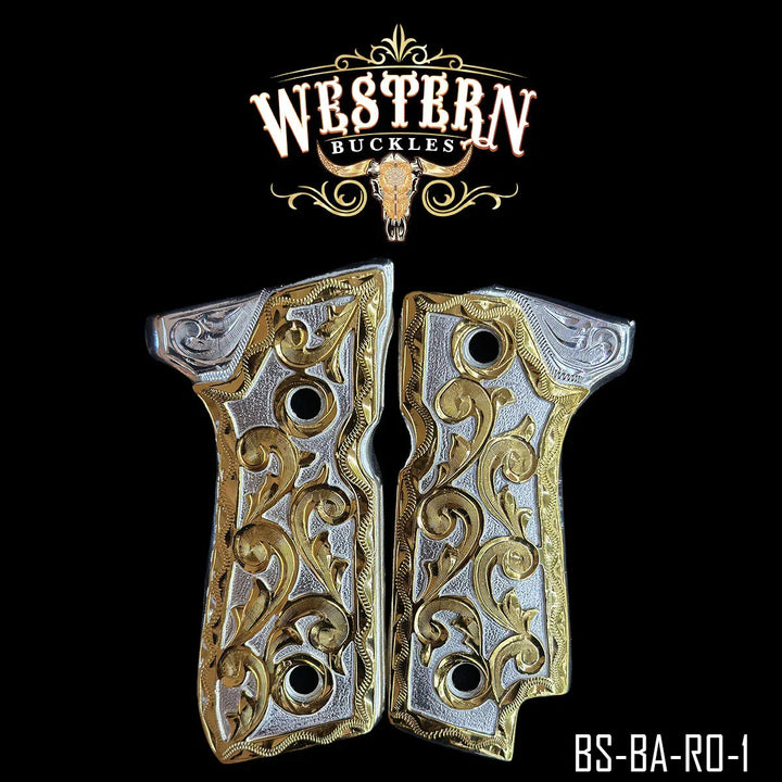 Beretta 92S Grips Engraving Gold-The Western Buckles