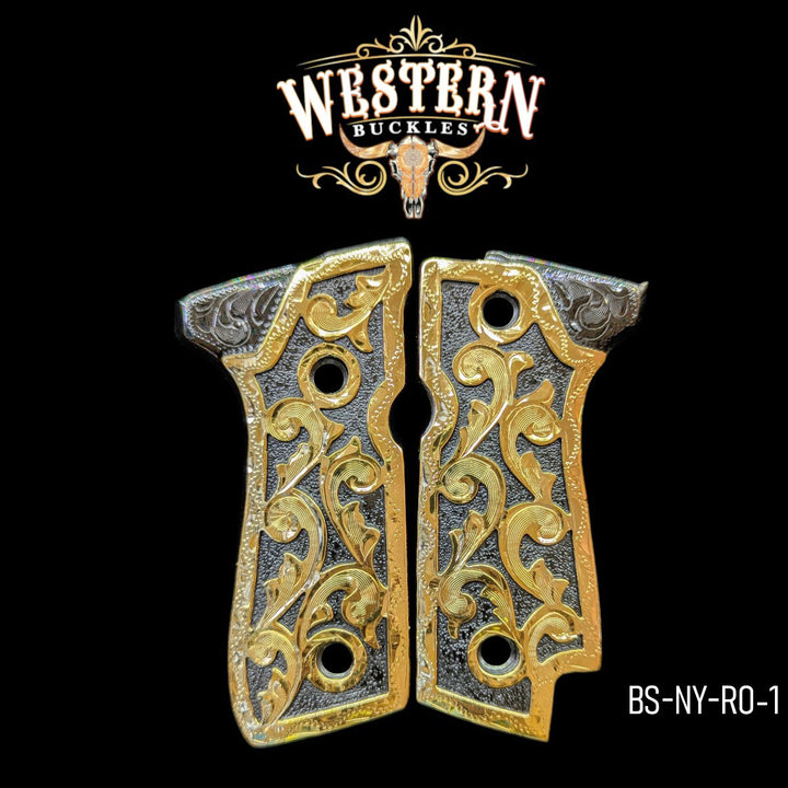 Beretta 92S Grips Engraving Oro y Niquel